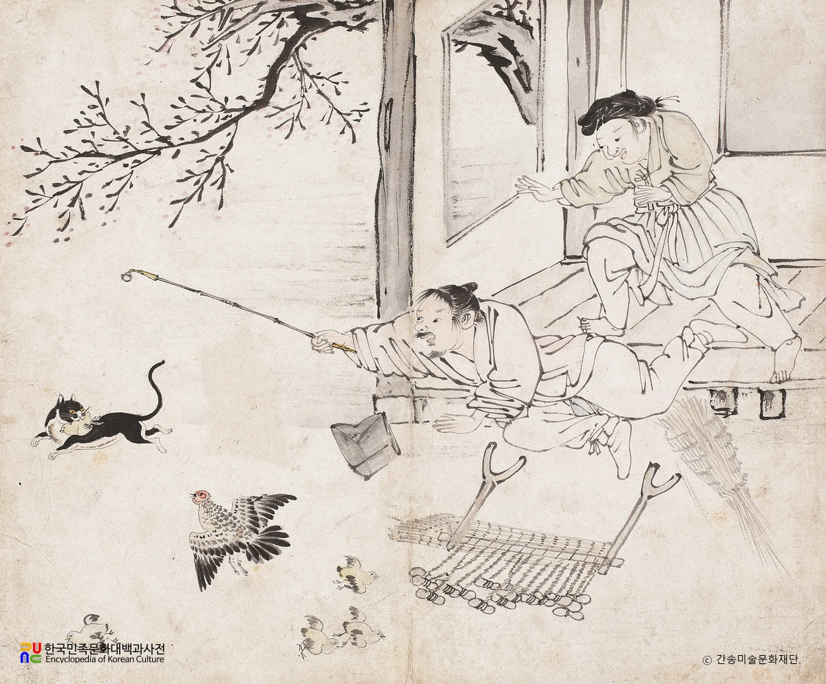 긍재풍속화첩 중 야묘도추(김득신 작)