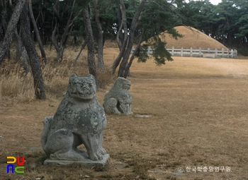 경주 신라 원성왕릉 석상 및 석주 일괄 중 좌측 석사자