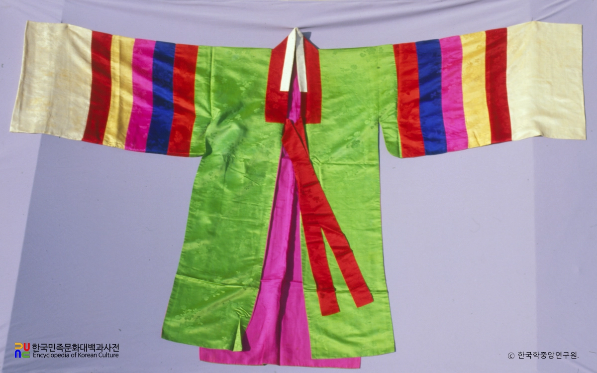 민간용 연두 모본단 겹원삼