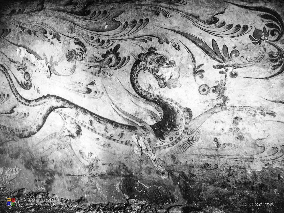 평안남도 중화 진파리 1호분 현실 서벽 백호