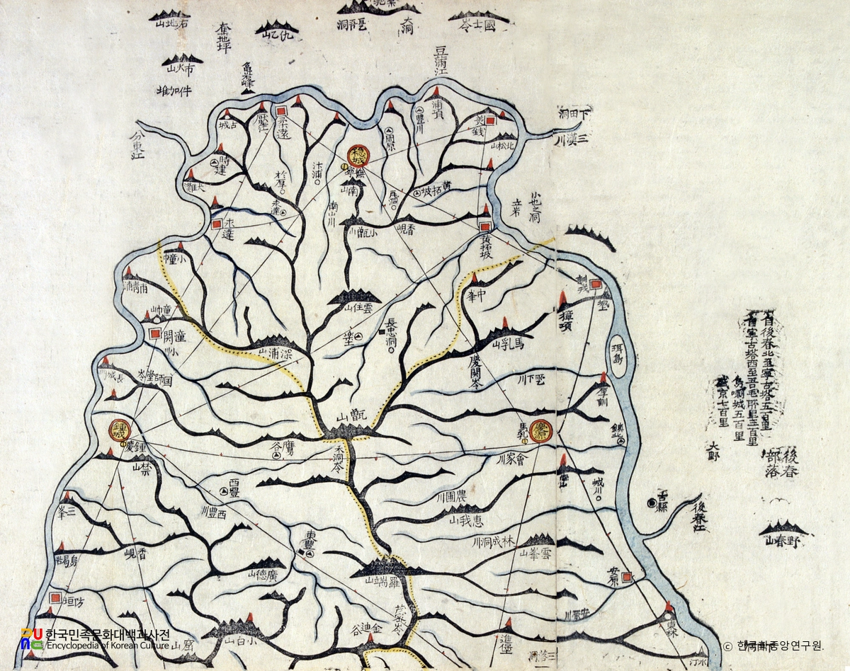 대동여지도 중 함경북도 온성 부분