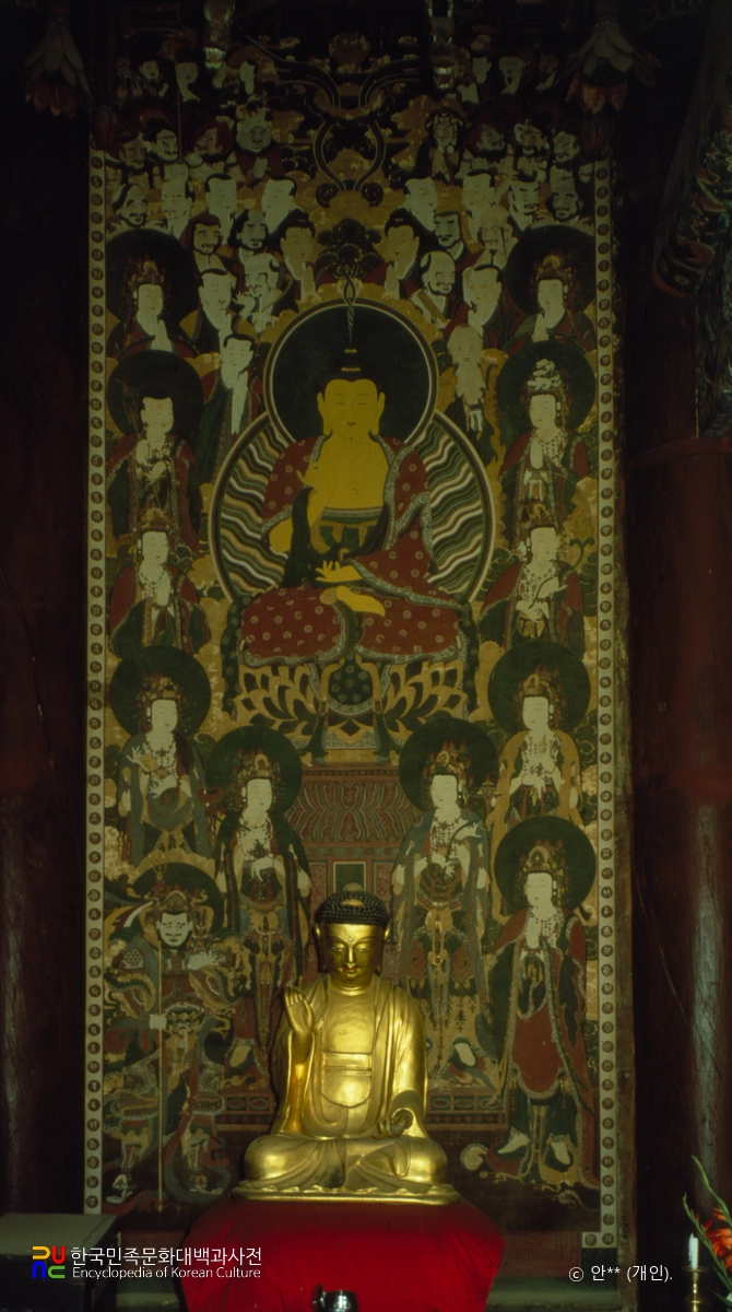 김천 직지사 대웅전 삼존불탱화 중 아미타회상탱화