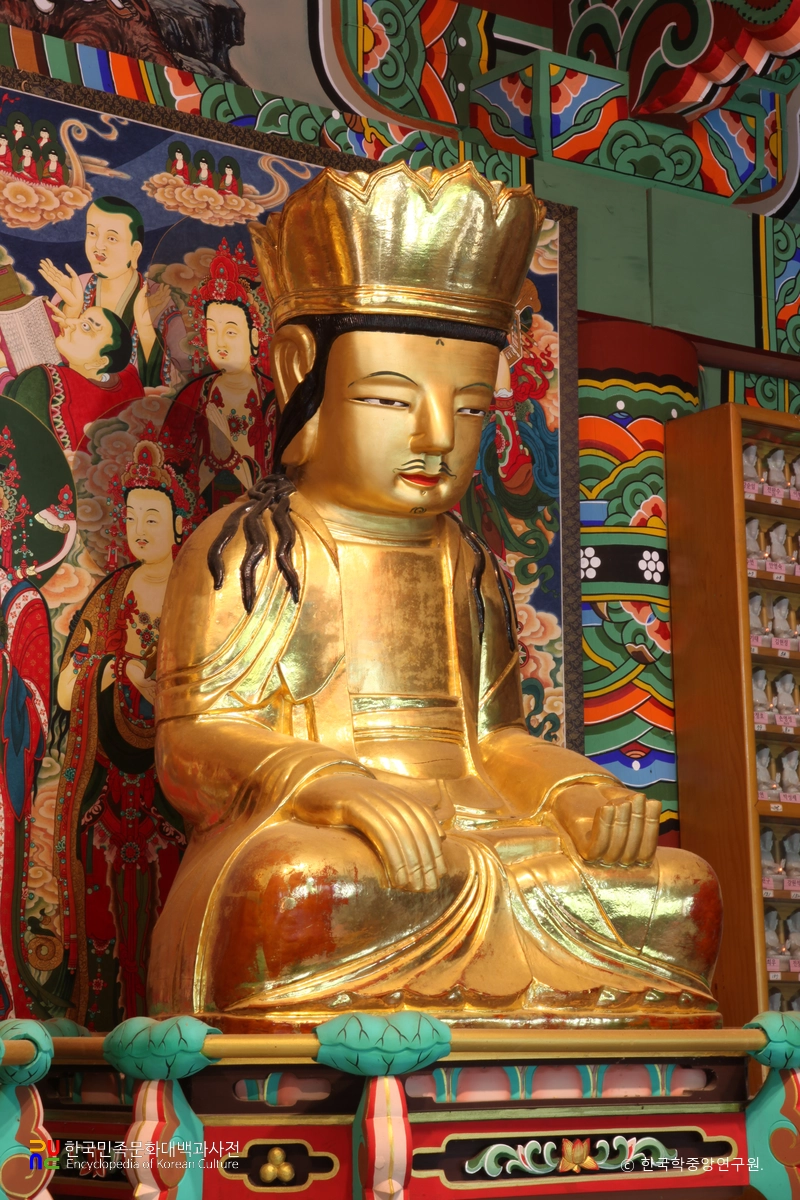 의령 수도사 석조아미타여래삼존상 중 좌협시