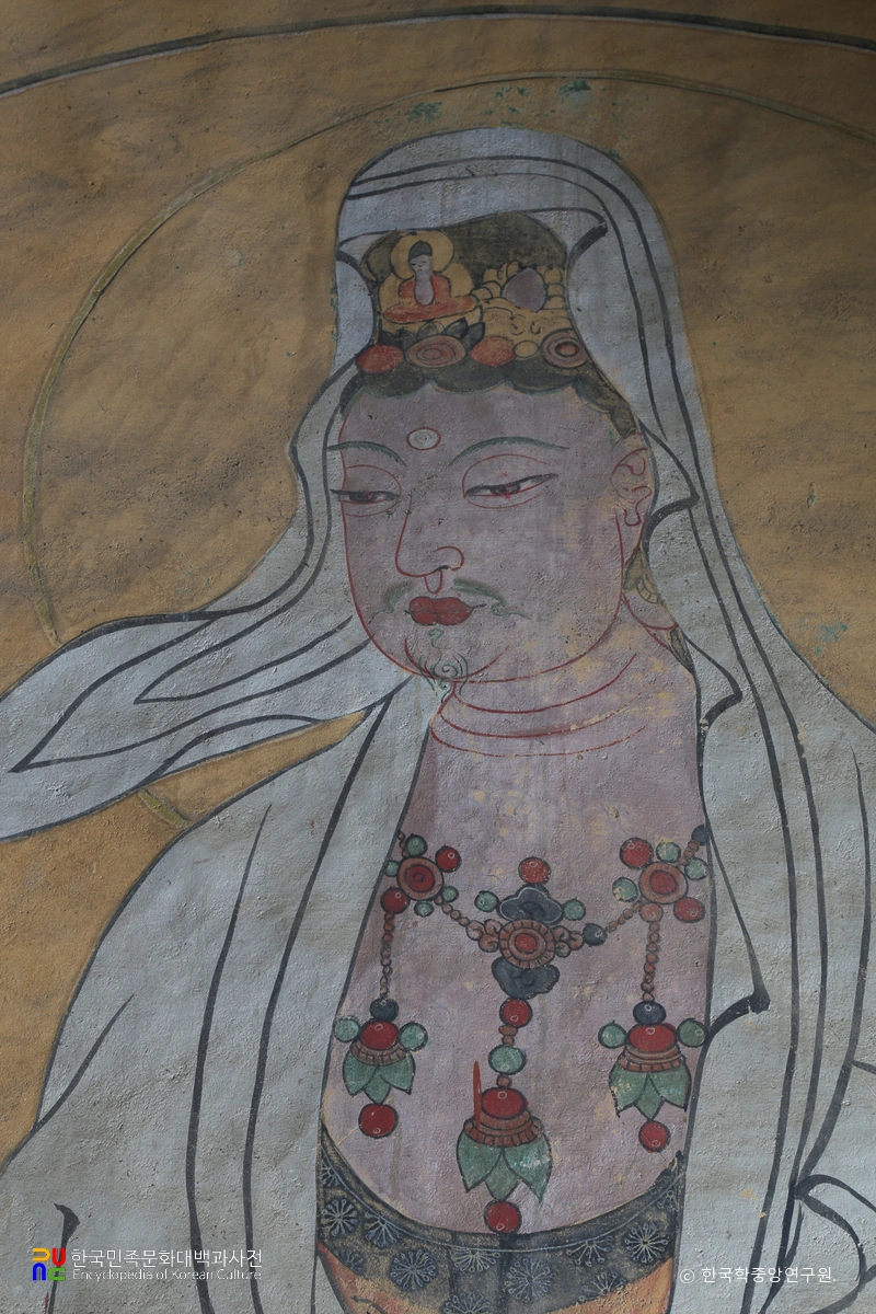 강진 무위사 극락전 백의관음도 부분