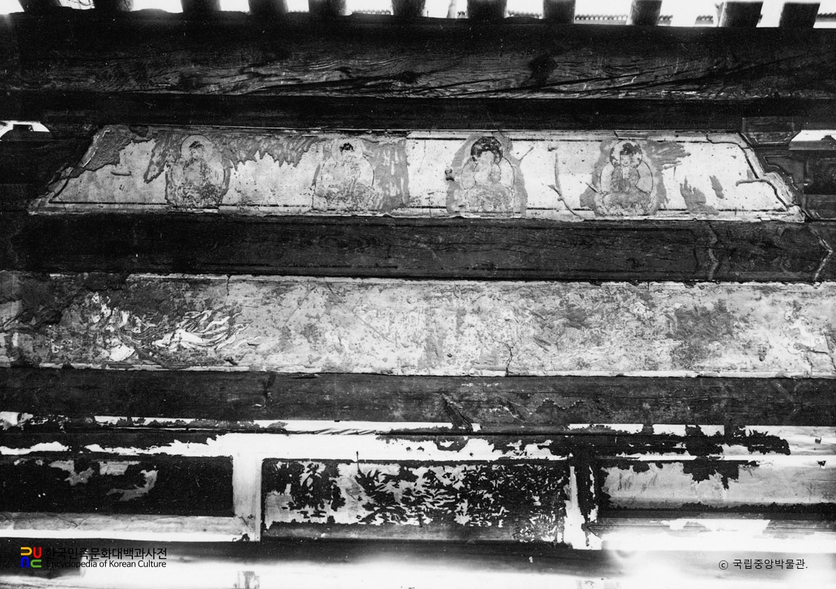 예산 수덕사 대웅전 내부 벽화