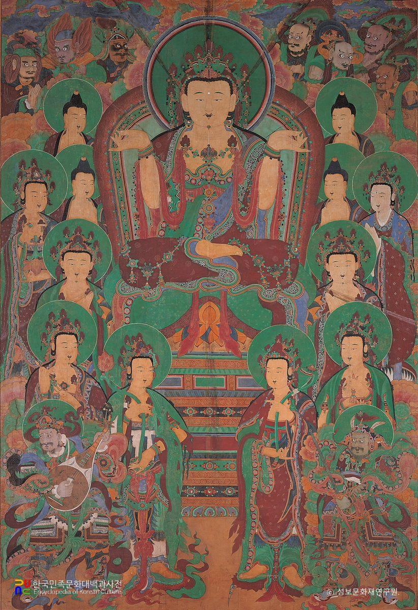 구례 화엄사 대웅전 삼신불탱(노사나불)