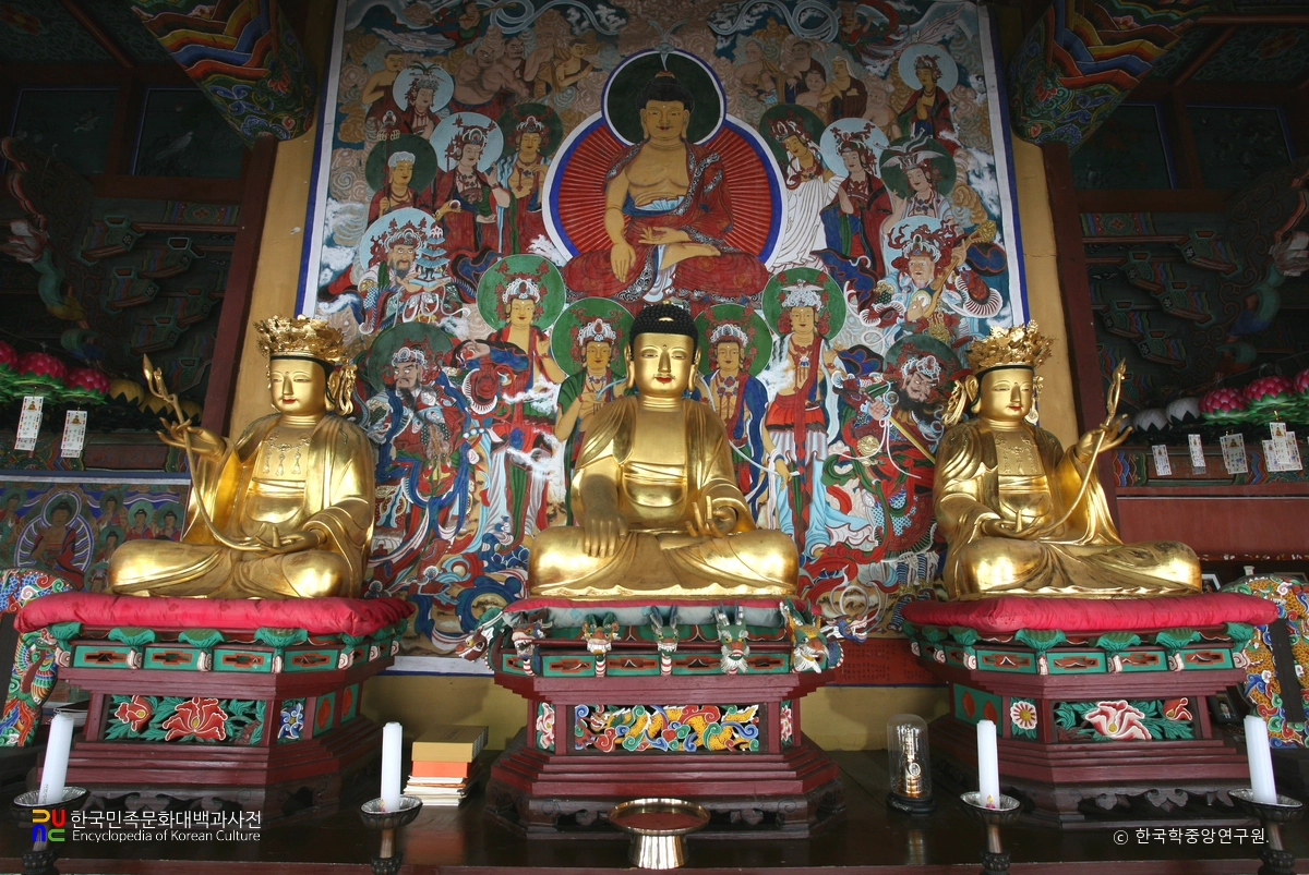 진도 쌍계사 목조 삼존불 좌상