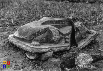 포항 법광사지 귀부 붕괴 상태