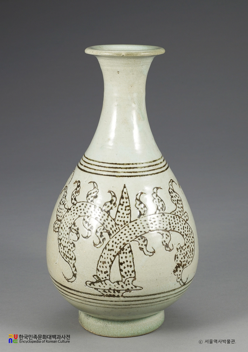 백자 상감연리지문 병