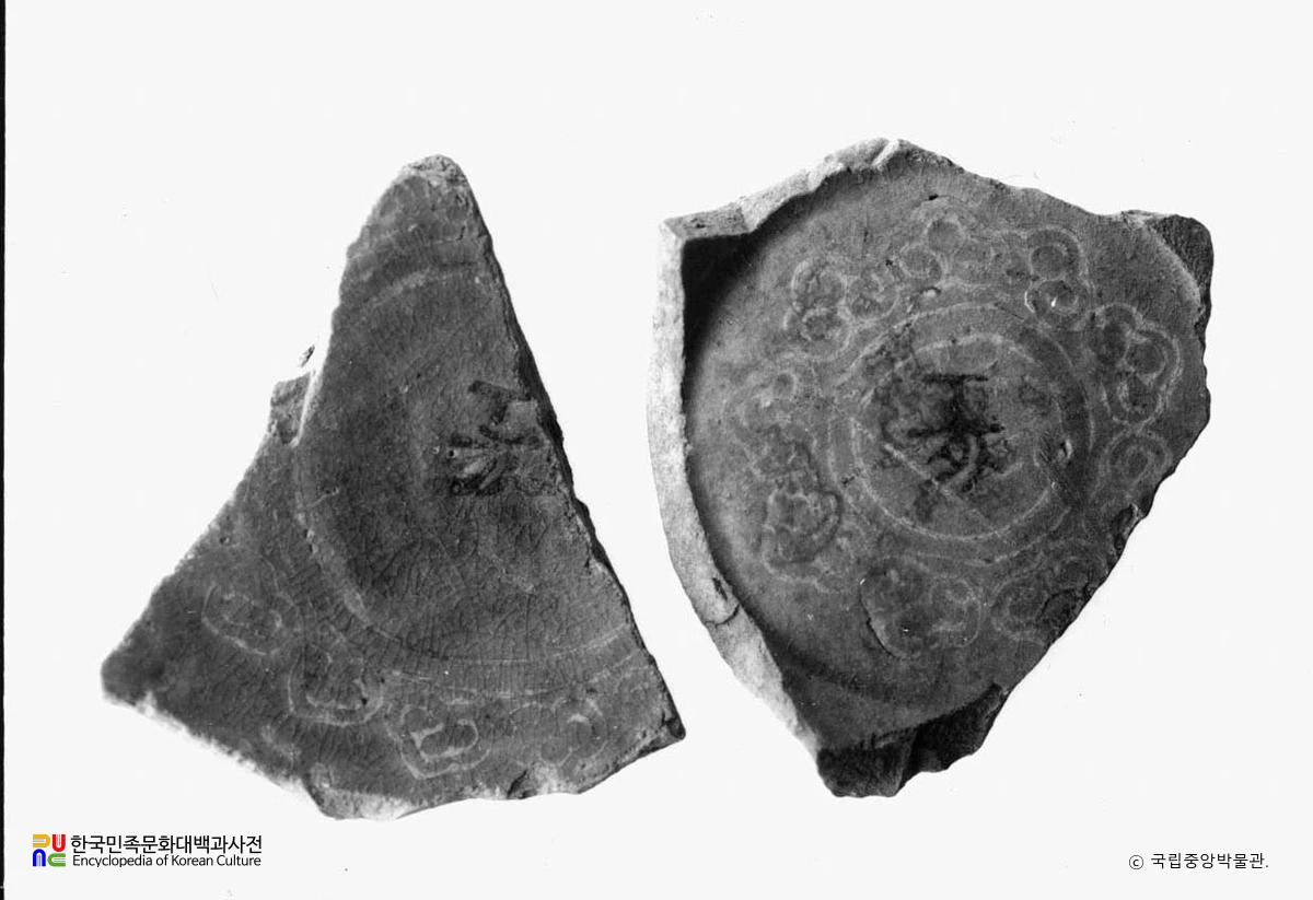 강진 사당리 출토 청자 상감 접시편