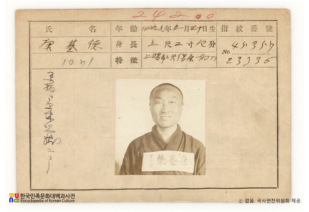 일제 주요감시대상 인물카드 강기덕(康基德)_03_전면