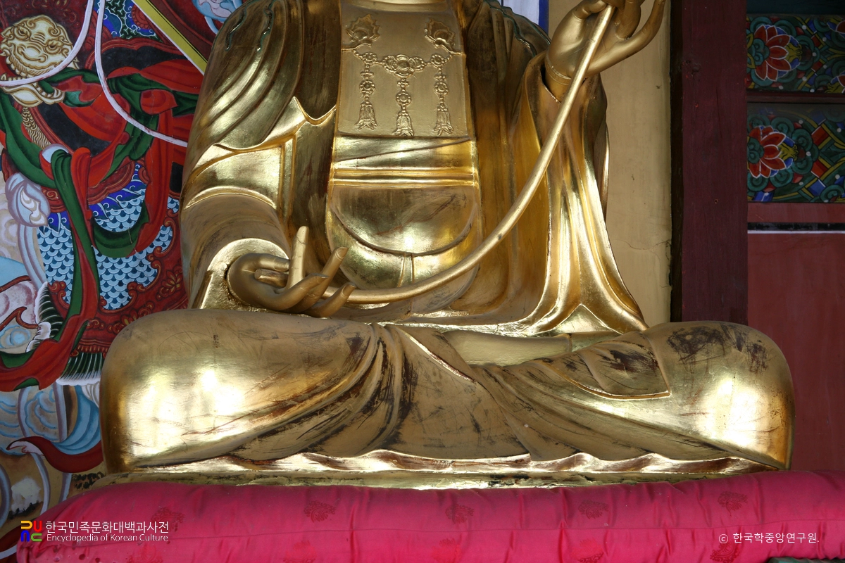 진도 쌍계사 목조삼존불좌상 문수