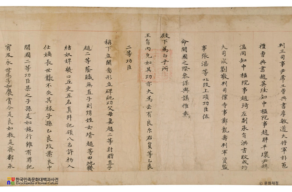 이화 개국공신녹권