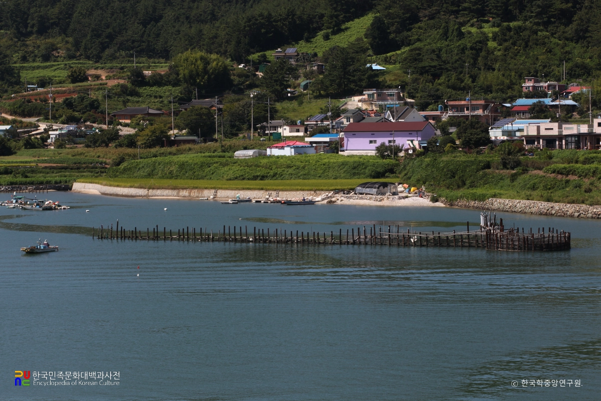 남해 지족해협 죽방렴 원경