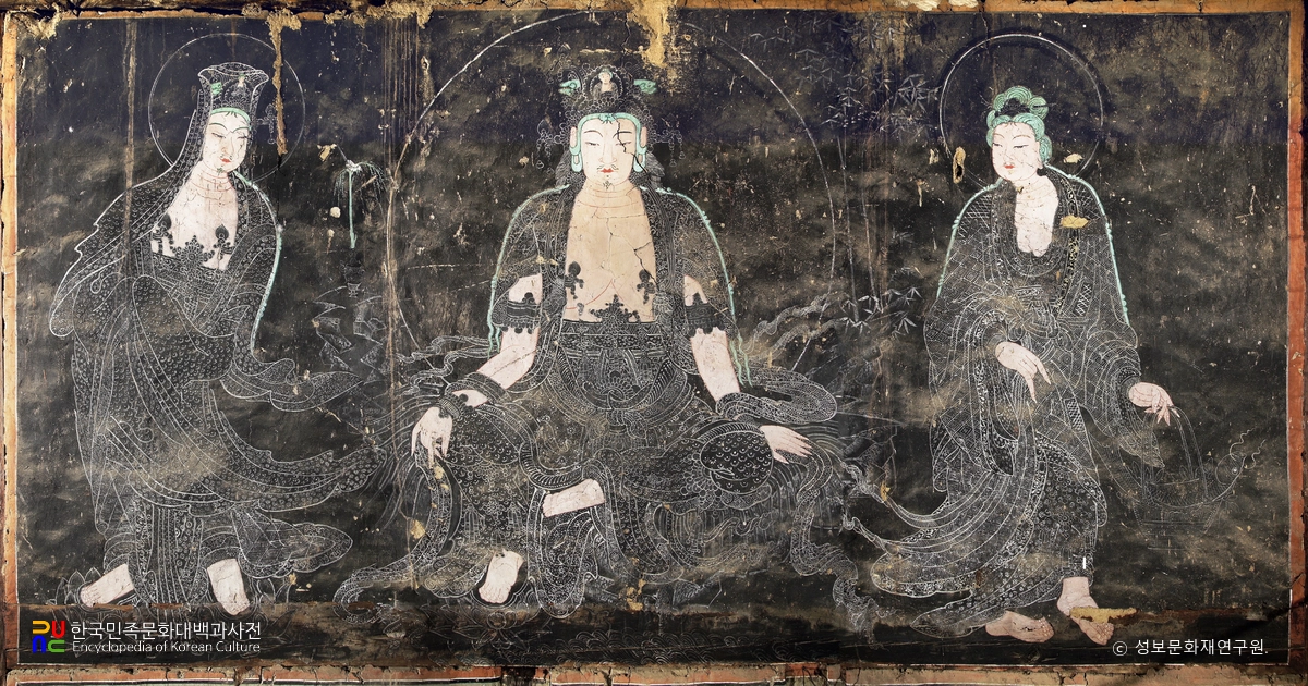 양산 신흥사 대광전 관음삼존도