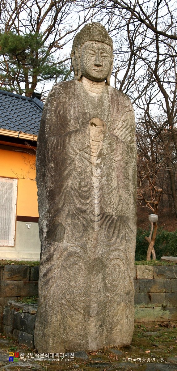 아산 평촌리 석조 약사여래 입상