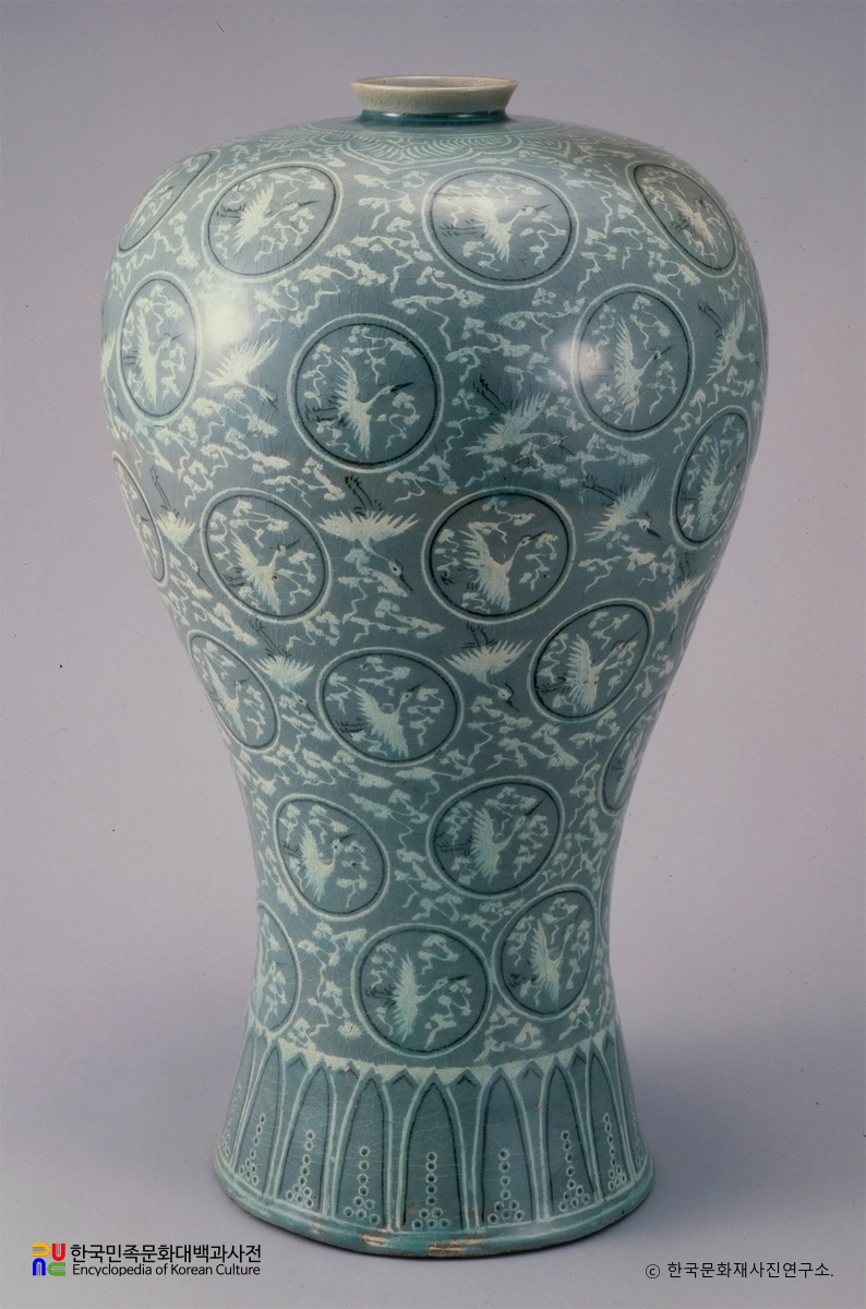 청자 상감운학문 매병