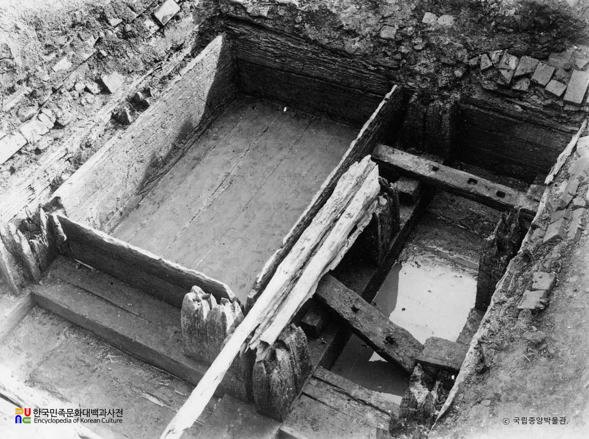 평안남도 대동군 정백리 127호분 곽내 광경