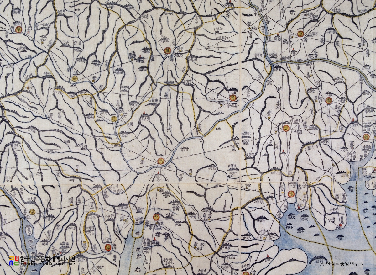 대동여지도 중 경상남도 의령, 진주 부분