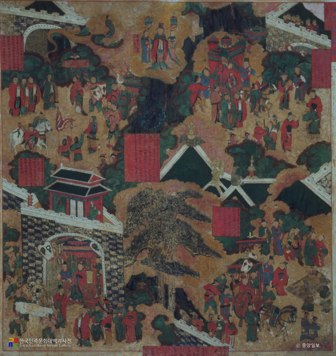 순천 송광사 영산전 팔상탱 중 사문유관상