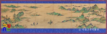 청록산수도 병풍