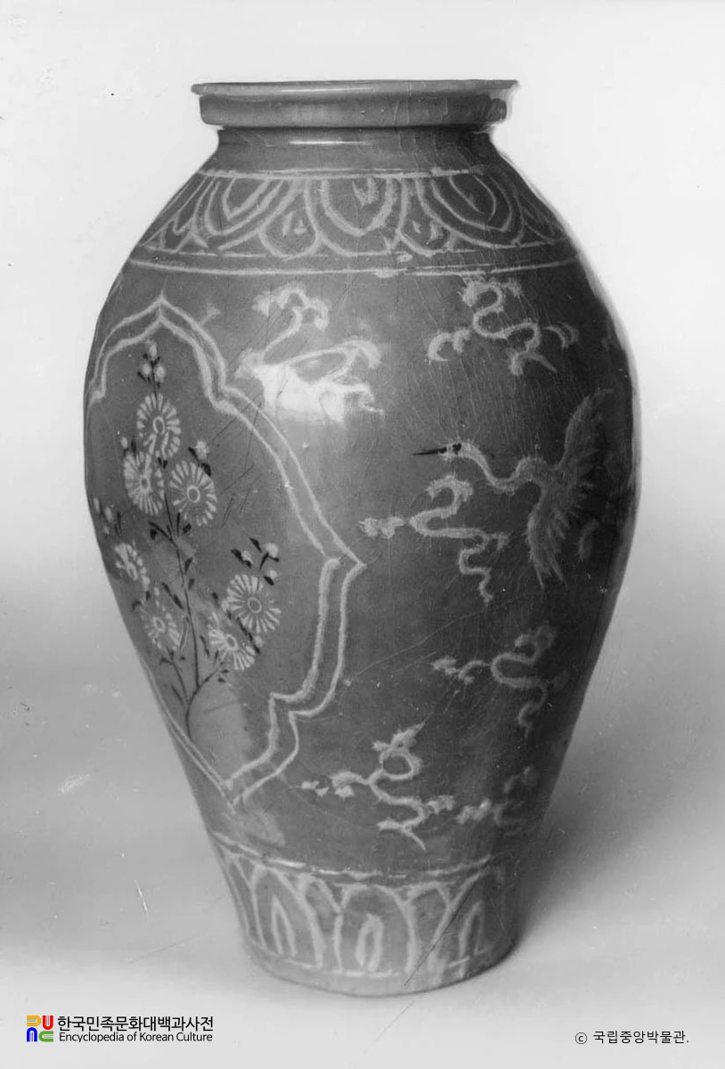 청자 상감 국운학문 편호