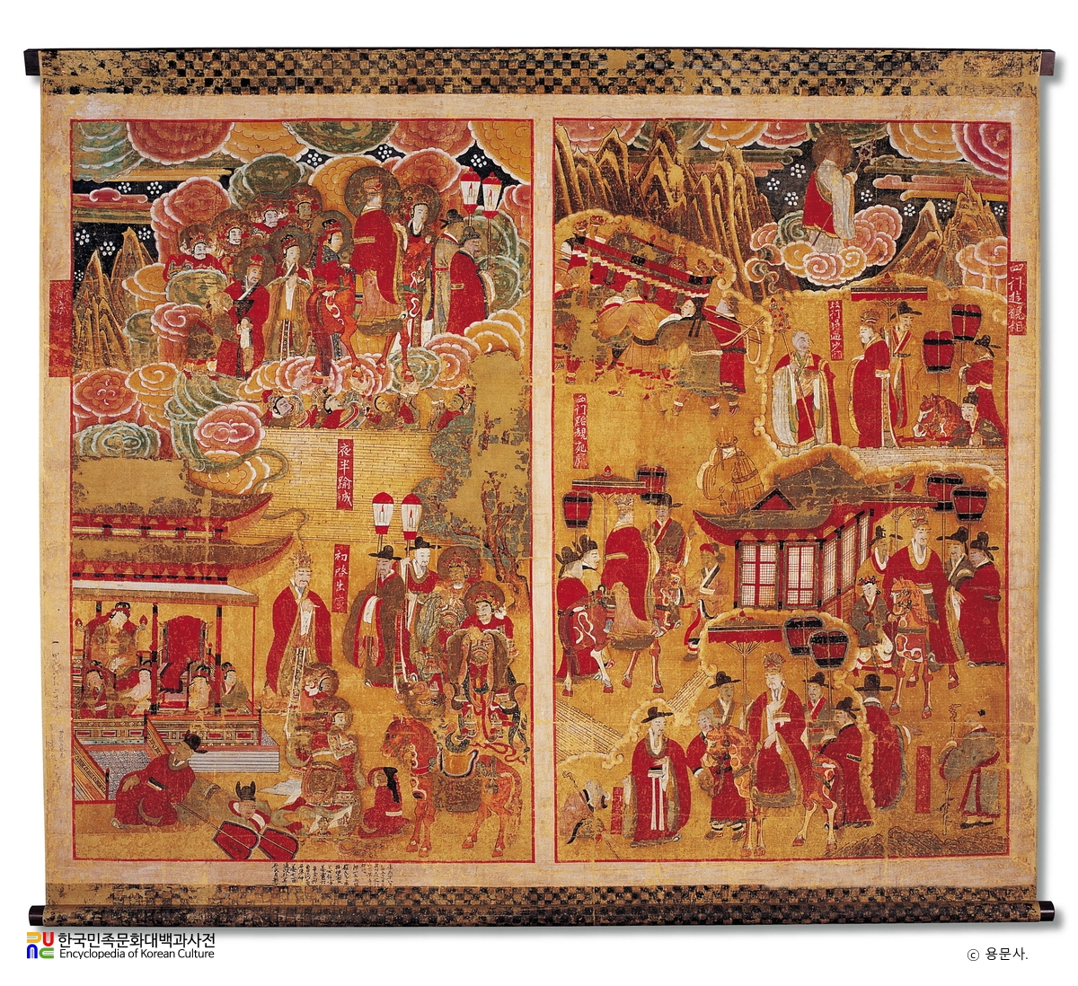 예천 용문사 팔상탱 중 제2폭 사문유관상과 유성출가상