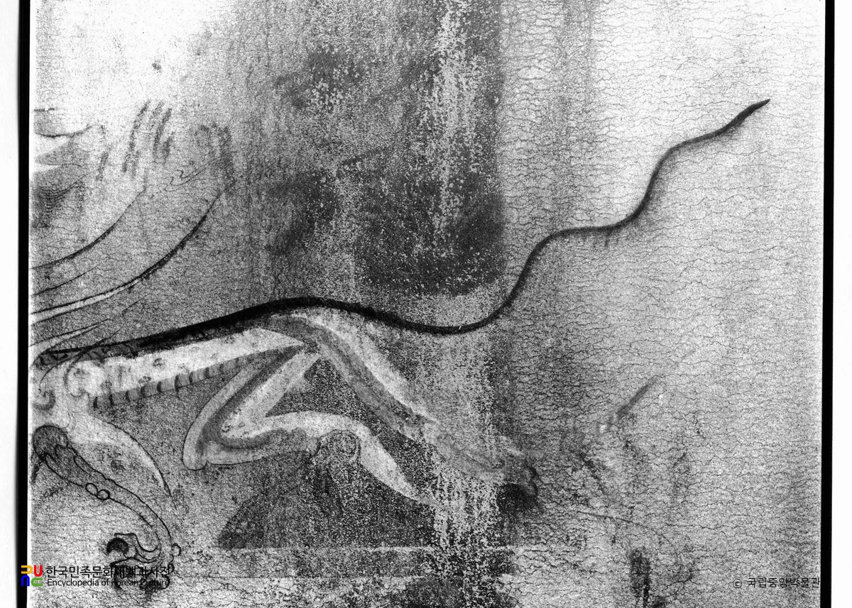 평남 강서 강서중묘 현실 서벽 백호(파노라마)