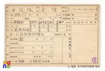 일제 주요감시대상 인물카드 김찬(金燦)_01_후면