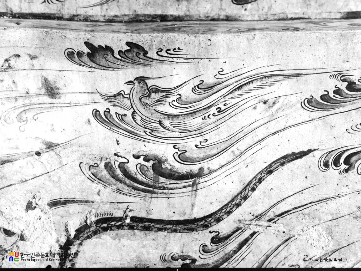 평안남도 중화 진파리 1호분 현실 동벽 비조운문