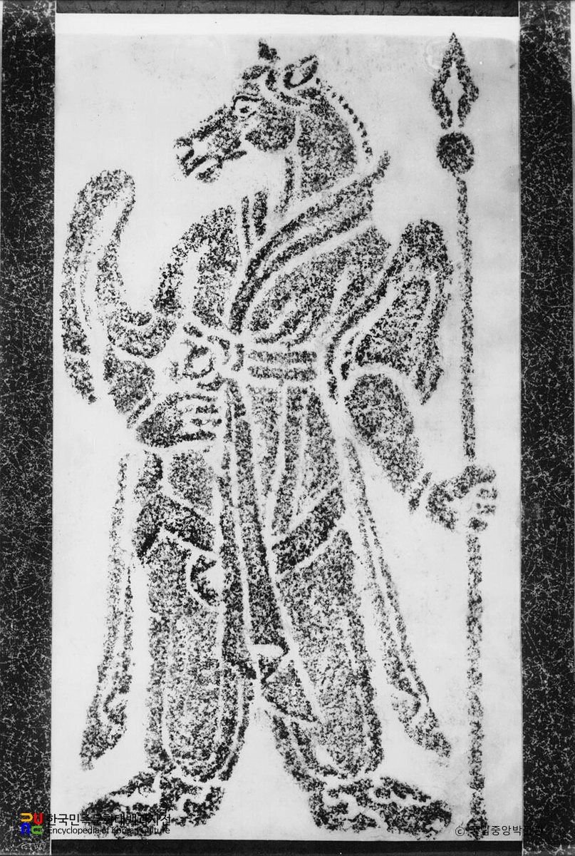 경주 김유신묘의 십이지호석 중 말상 탁본