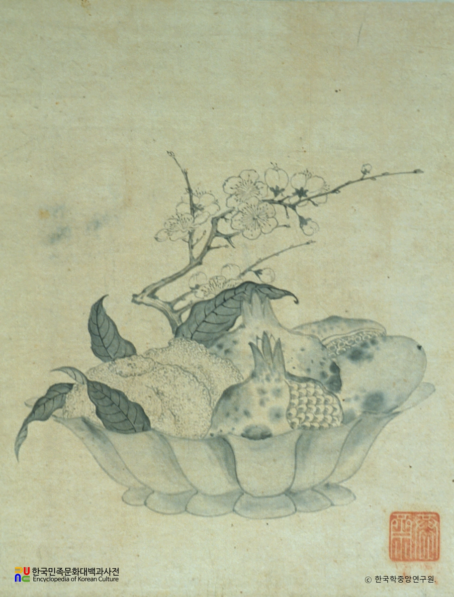 해남 윤씨 가전 고화첩 일괄 / 기명절지도