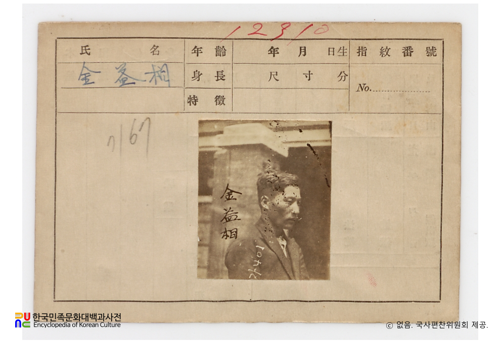 일제 주요감시대상 인물카드 김익상(金益相)_01_전면