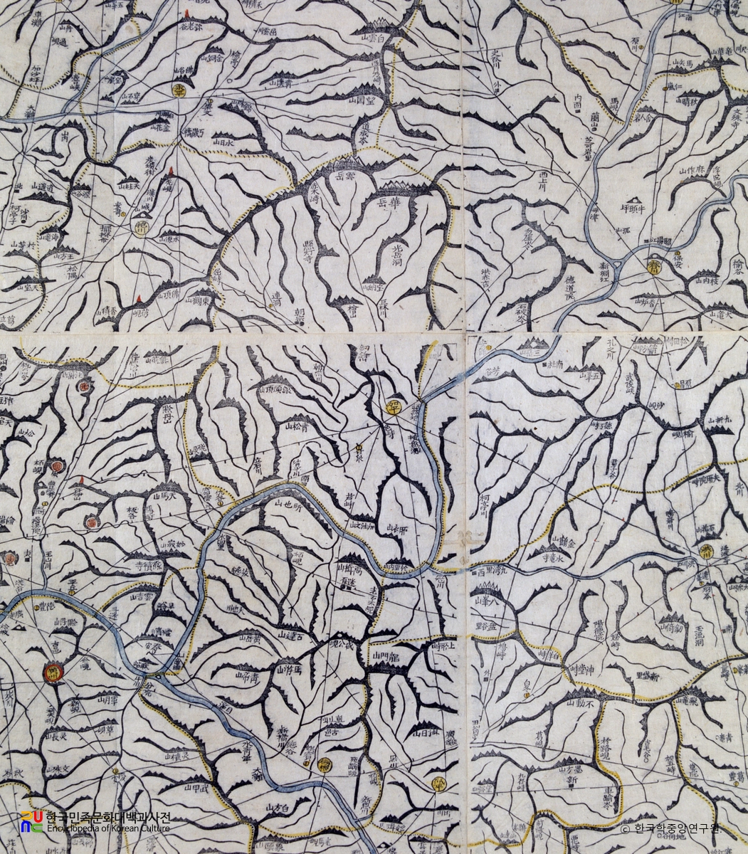 대동여지도 중 경기도 가평 부분