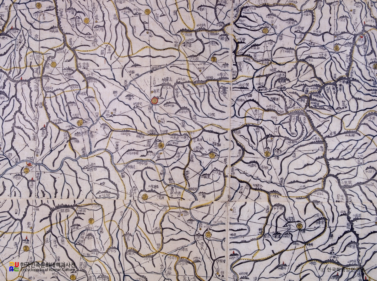 대동여지도 중 충청북도 청주, 보은 부분