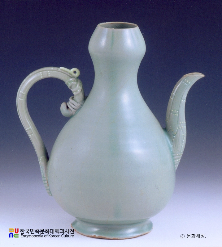 청자 퇴화선문 표주박모양 주전자