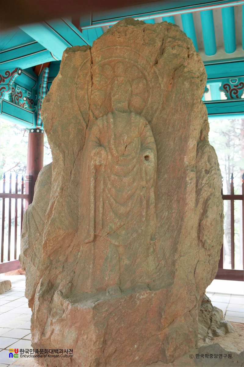 예산 화전리 석조사면불상 북면 여래 입상