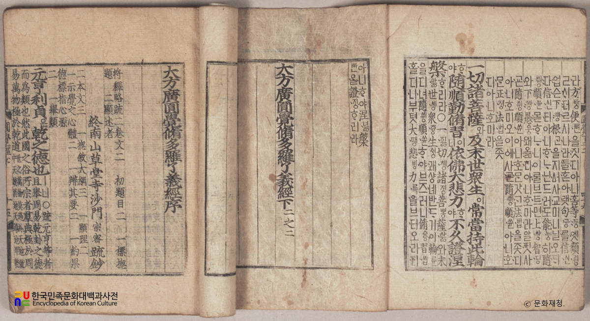 대방광원각수다라요의경(언해) 권상 1의1, 2의1~3, 권하1의1~2, 2의2~3