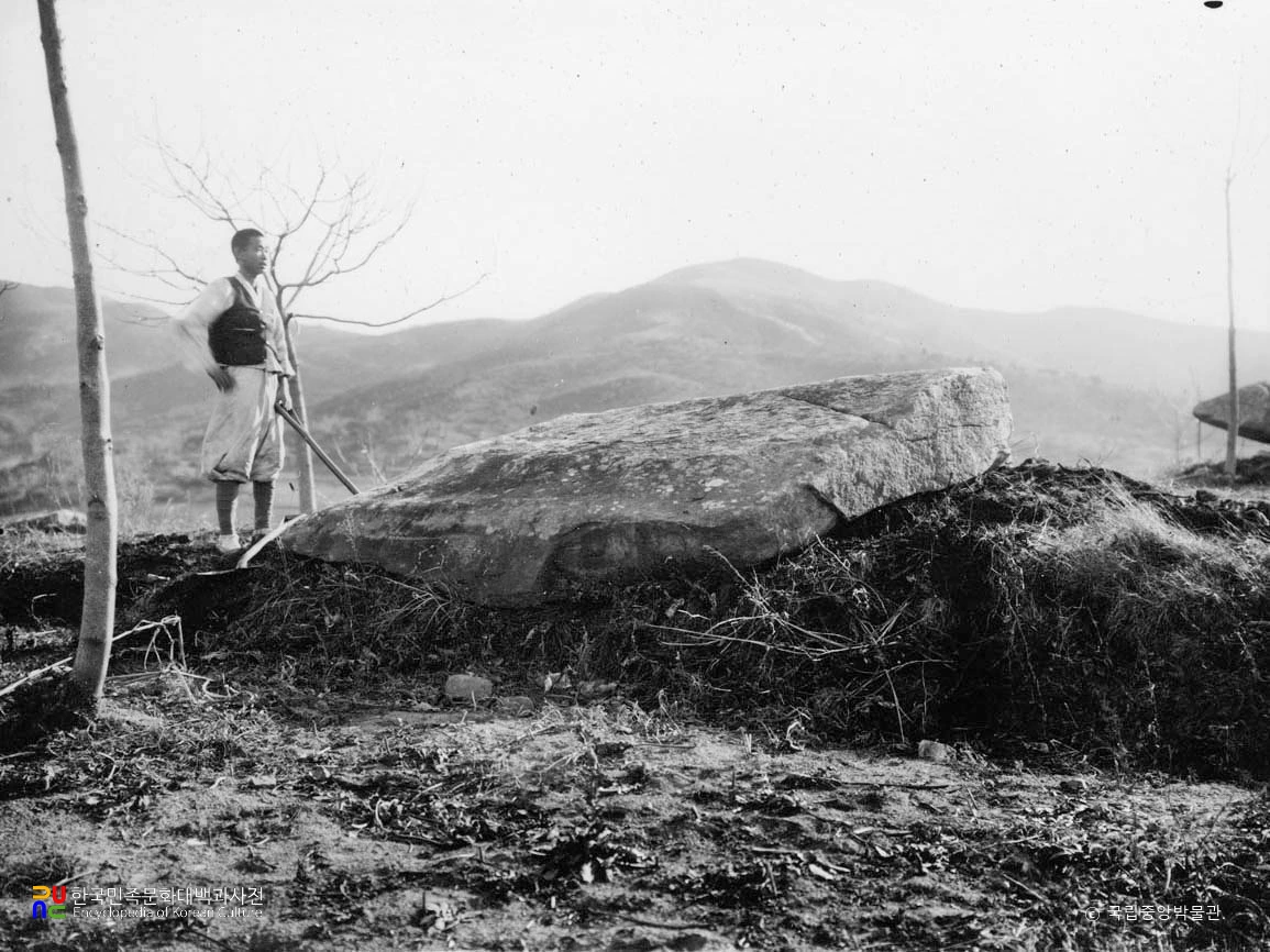 인천 학익리 고인돌 1호분 발굴 전 장면