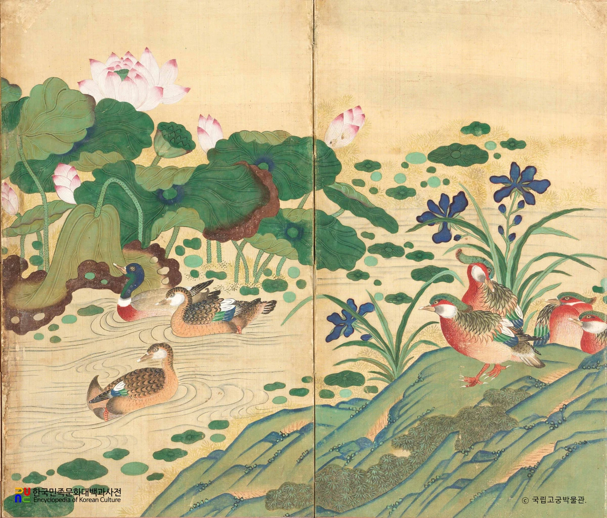 연지도 병풍 제3-제4폭