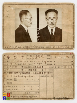 일제 주요감시대상 인물카드 안창호 전후면