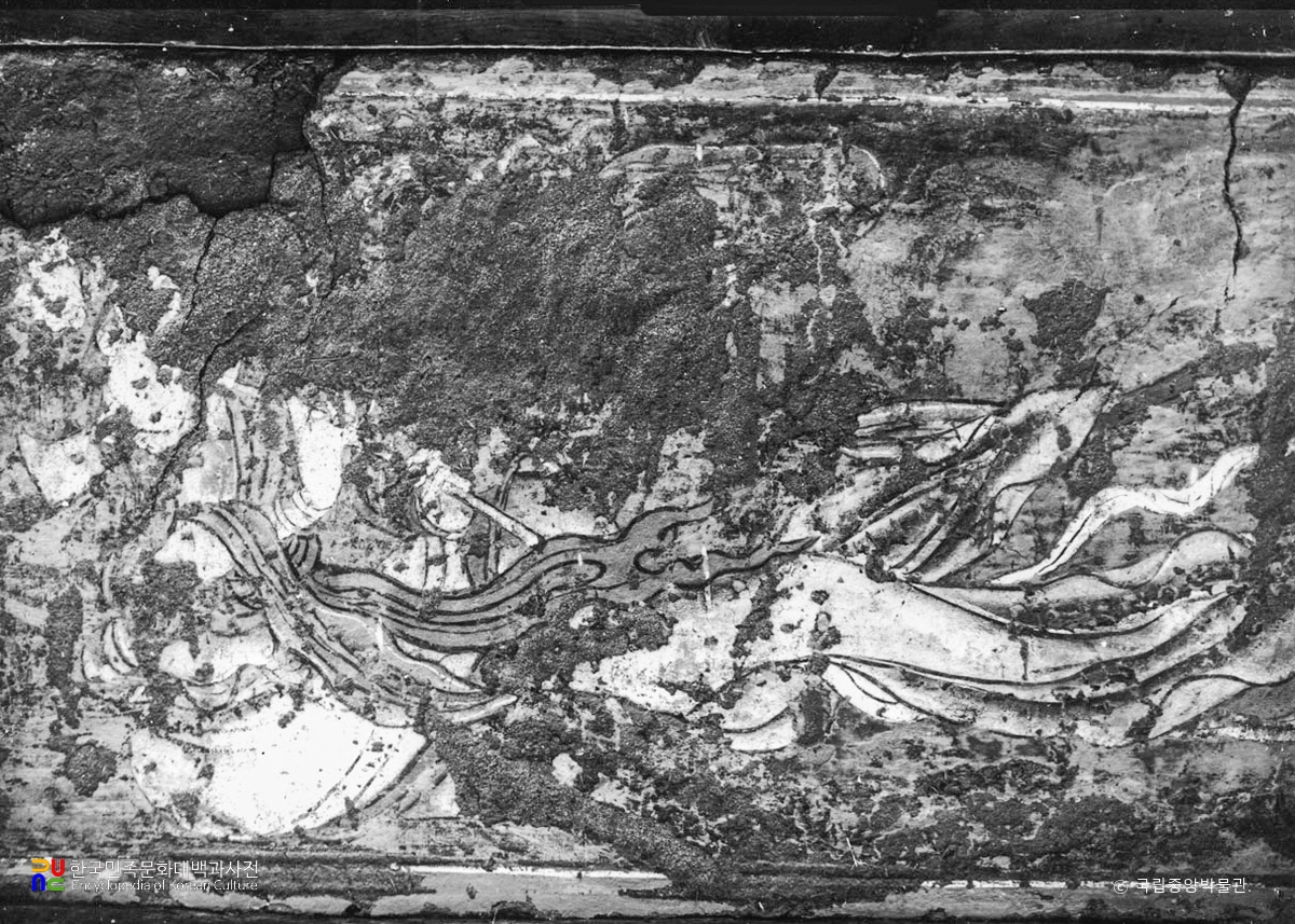 예산 수덕사 대웅전 내부 벽화 주악비천