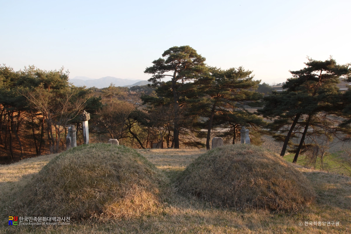 함양 평촌리 신고당 신도비 및 부부 묘표 중 부부 묘 후면