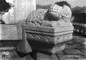 서울 경복궁 근정전 월대 남서쪽 모서리 중 하단 서수상 정측면