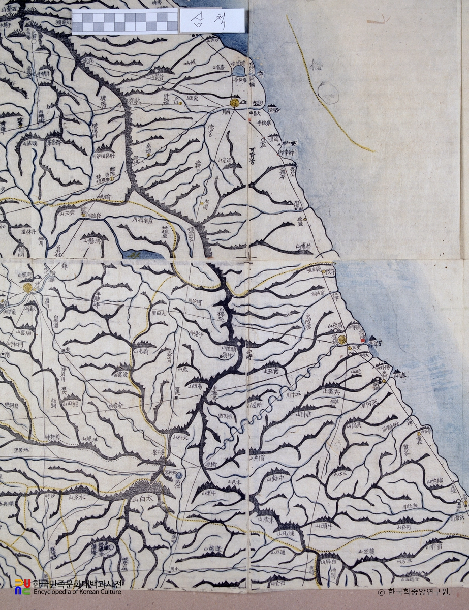 대동여지도 중 강원도 삼척 부분