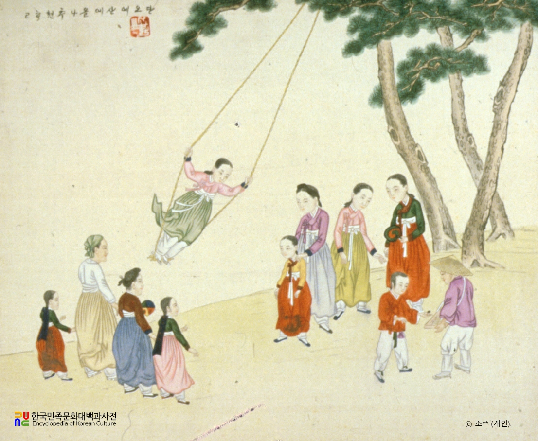 기산풍속도첩/그네뛰기