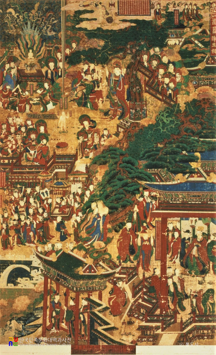 양산 통도사 영산전 팔상도 중 비람강생상