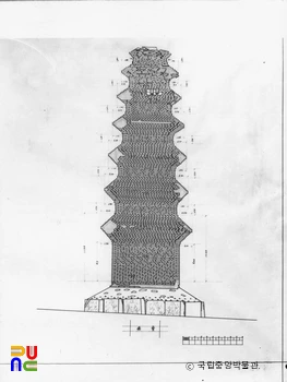 경북 안동 신세동 칠층전탑 뒷면 실측도