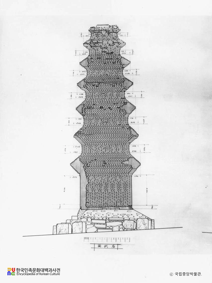 경북 안동 신세동 칠층전탑 우측면 실측도