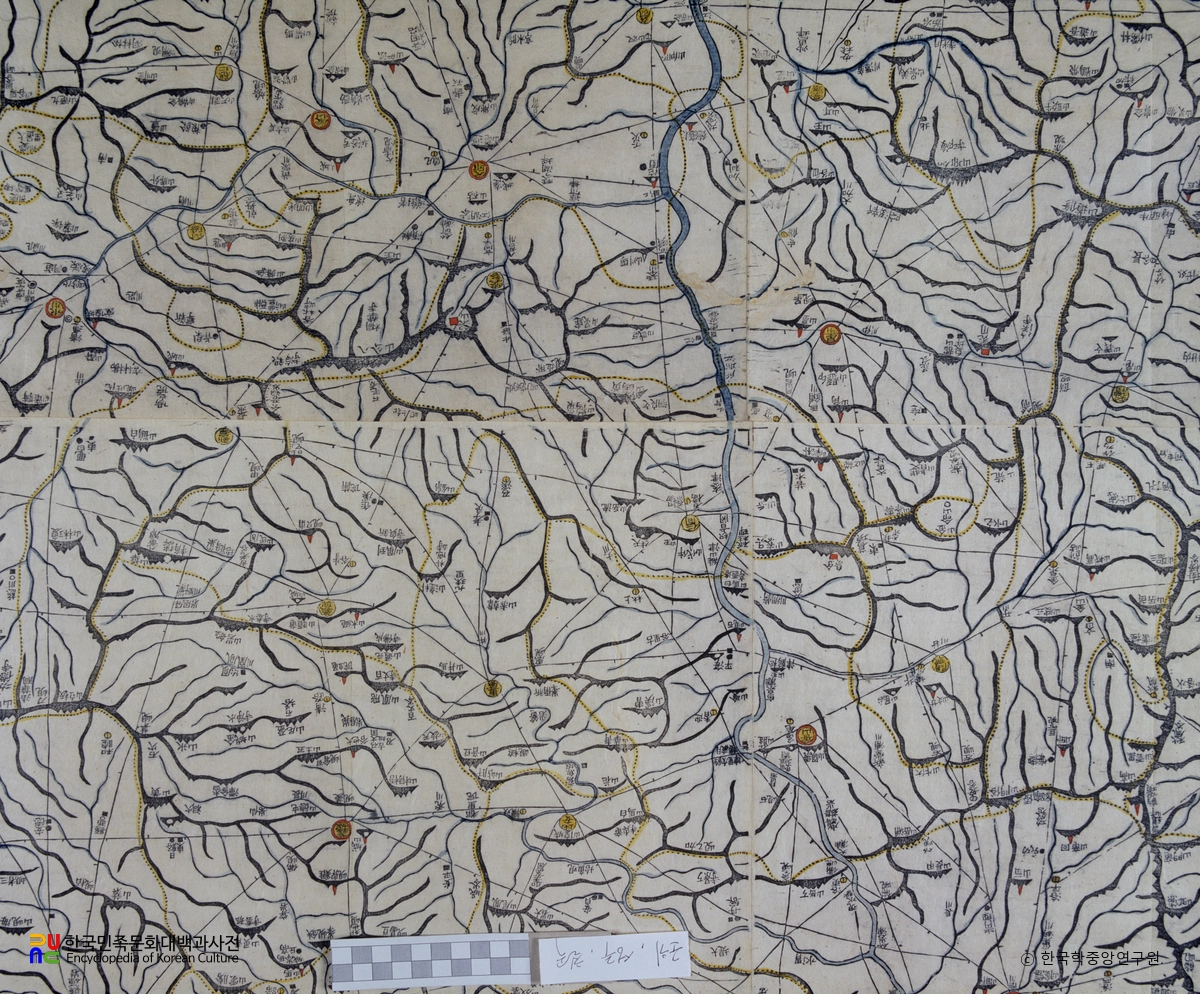 대동여지도 중 경상북도 군위, 성주, 칠곡 부분